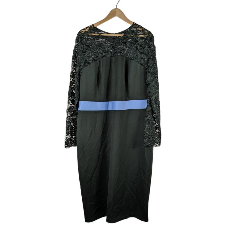 Eloquii Studio Lace Midi Dress 18 Dark Green Blue Evening Elegant Romanticcore